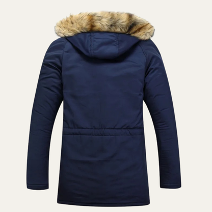 Warm Men's Faux Fur Lined Parka Coat Jacket