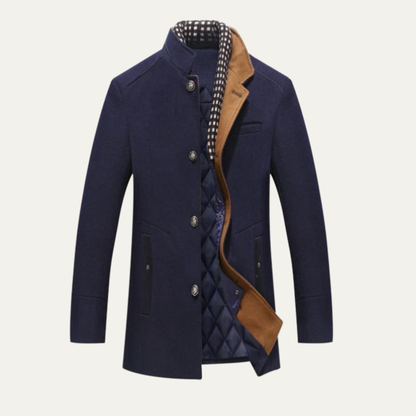 Warm Men's Classic Quilted Wool Winter Coat - Nocini