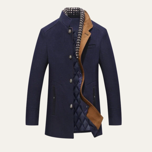 Warm Men's Classic Quilted Wool Winter Coat - Nocini