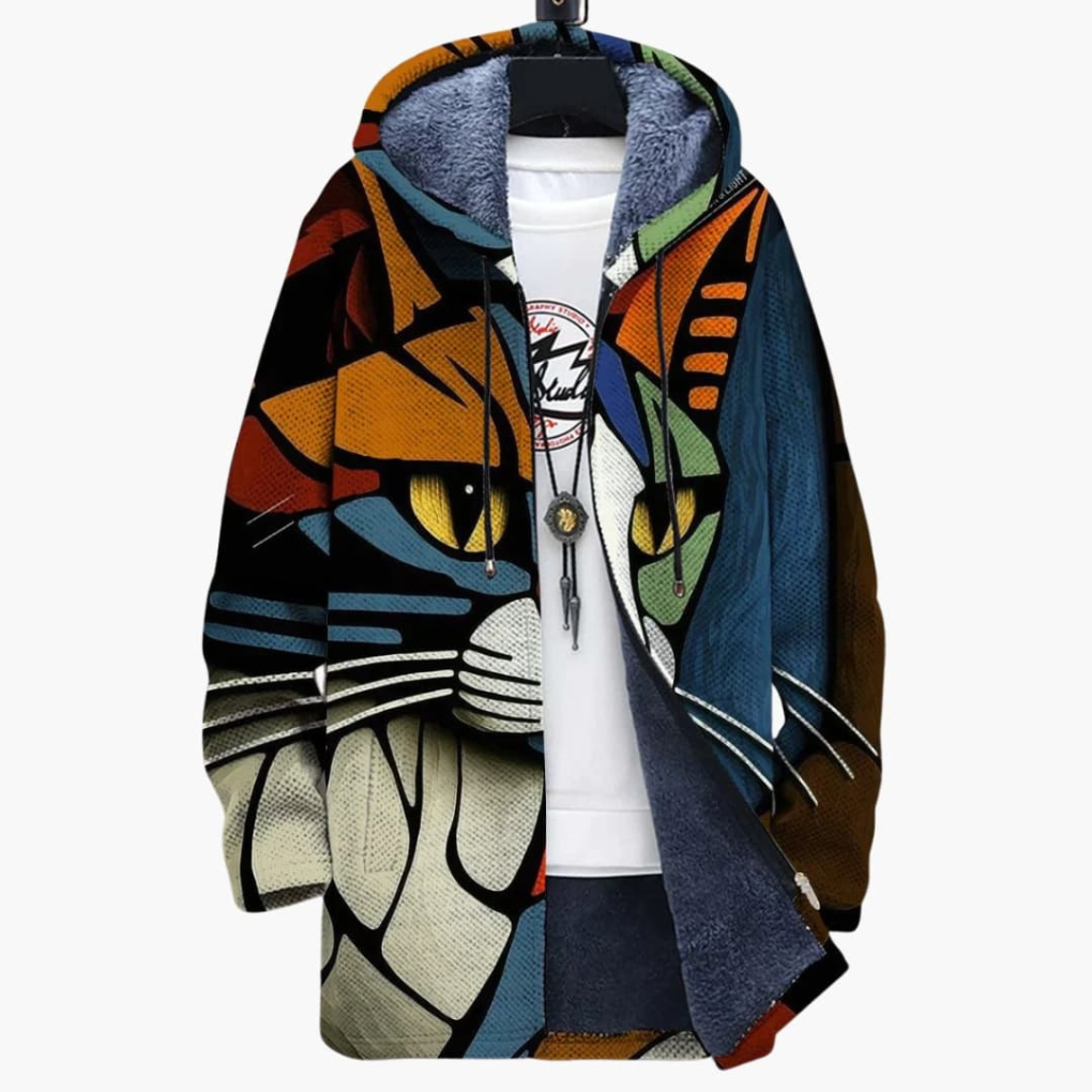 Casual Hoodie Sweatshirt with Fun Cat Pattern
