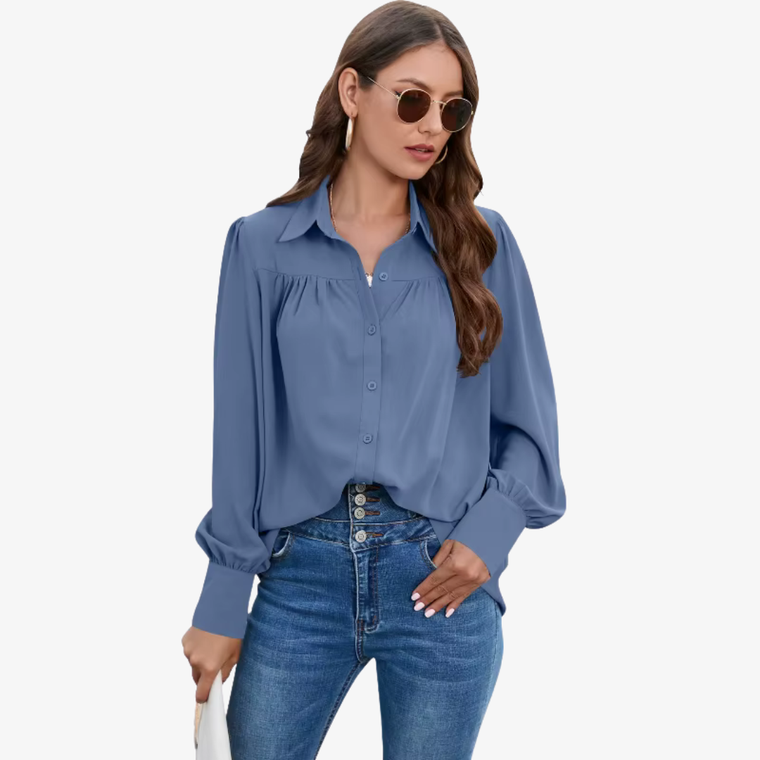 Beautiful Flowy Blouse with Bell Sleeves - Olytrend
