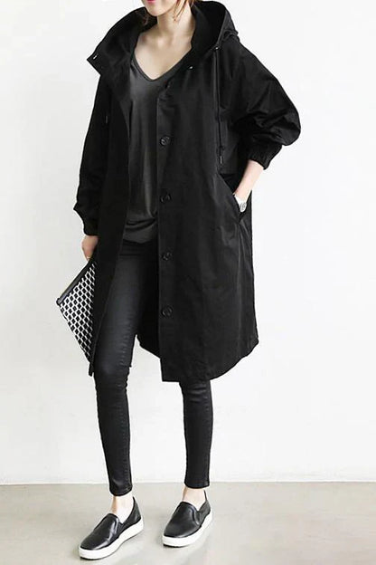 Waterproof trench coat with hood for women - Long and warm