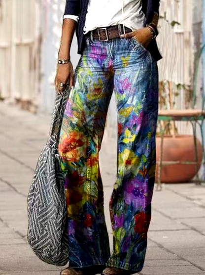 Wide pants for women | floral pattern