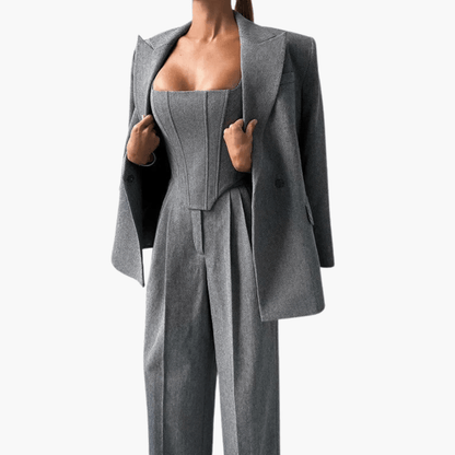 Women's Fitted Blazer Pantsuit - Chic and Professional