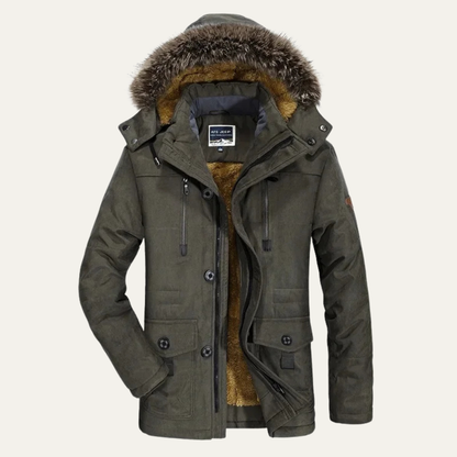 Warm Waterproof Men's Fleece Hooded Winter Coat