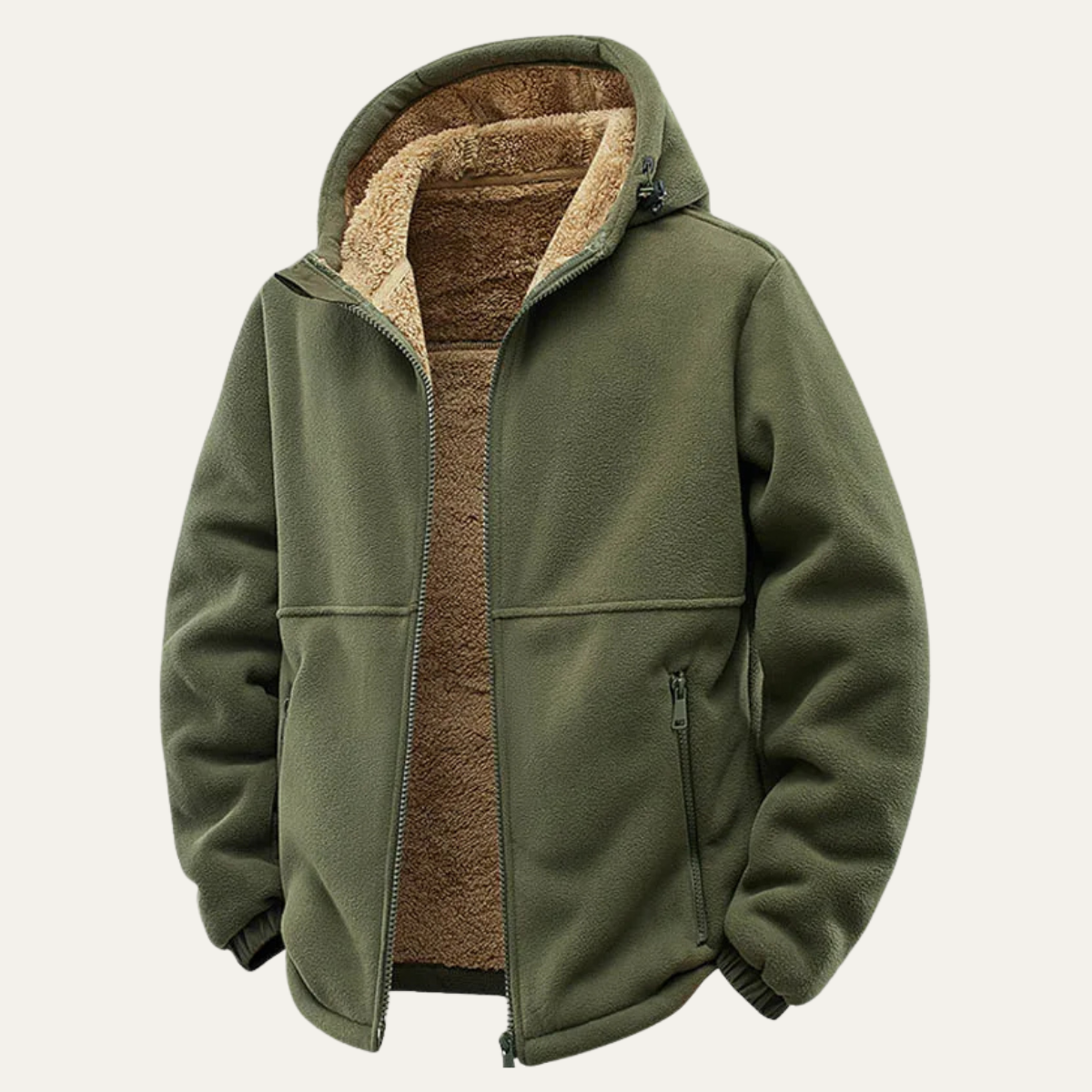 Warm Men's Fleece Hooded Zip Up Winter Jacket