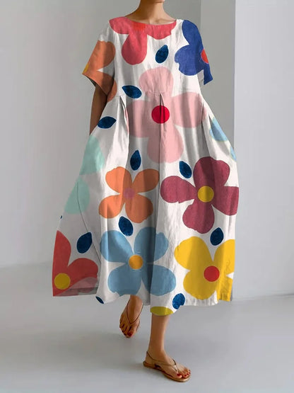 Vibrant Floral Midi Dress for Sunny Summer Days
