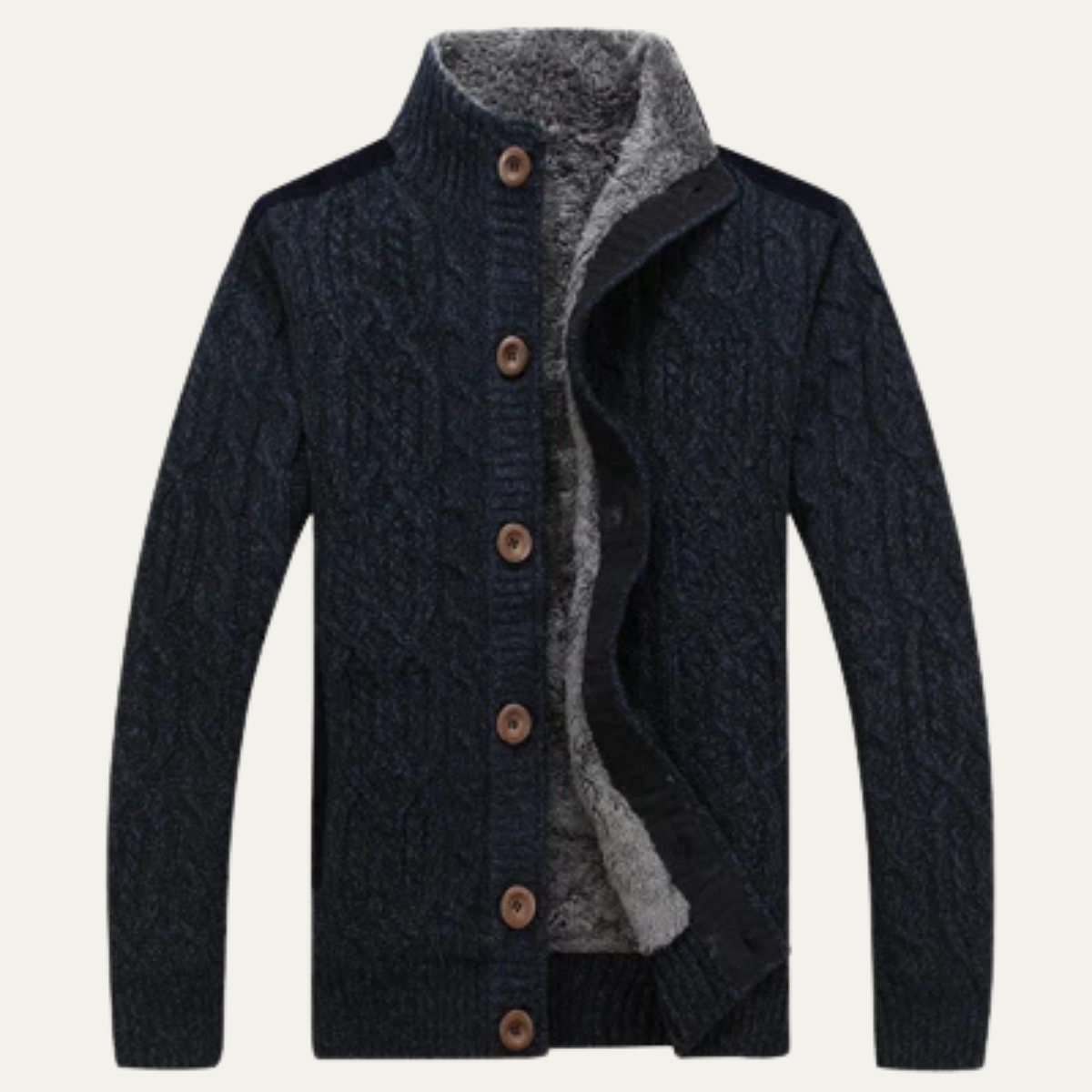 Warm Men's Fleece Zip Up Cardigan Sweater