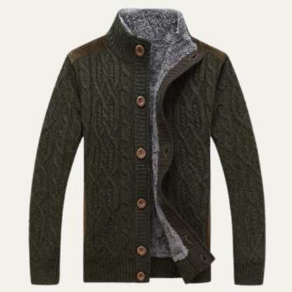 Warm Men's Fleece Zip Up Cardigan Sweater