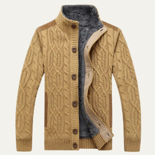 Warm Men's Fleece Zip Up Cardigan Sweater - Nocini
