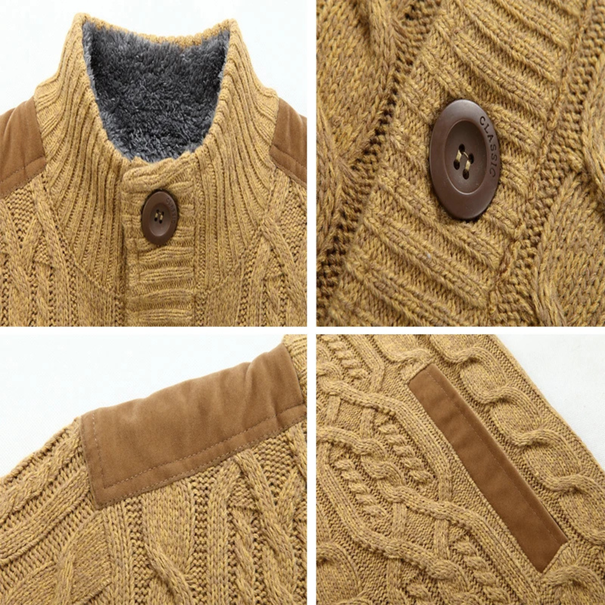 Warm Men's Fleece Zip Up Cardigan Sweater
