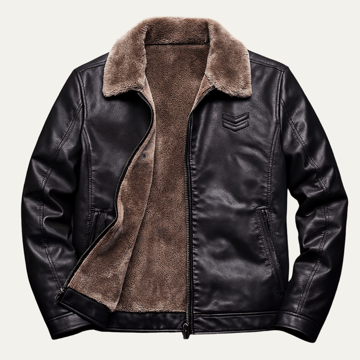 Warm Men's Faux Shearling Leather Winter Coat - Nocini