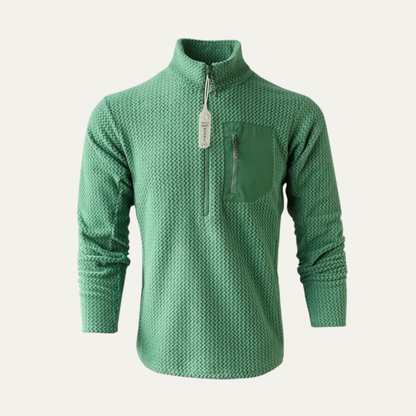 Warm Mens Fleece Half Zip Sweater with Zip Pocket