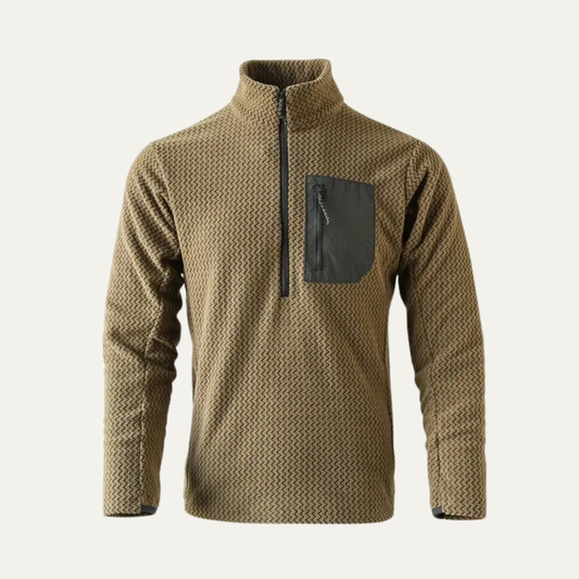 Warm Mens Fleece Half Zip Sweater with Zip Pocket - Nocini