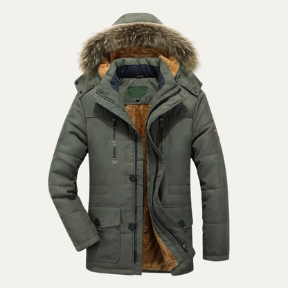 Warm Waterproof Men's Parka Jacket with Fleece Lining