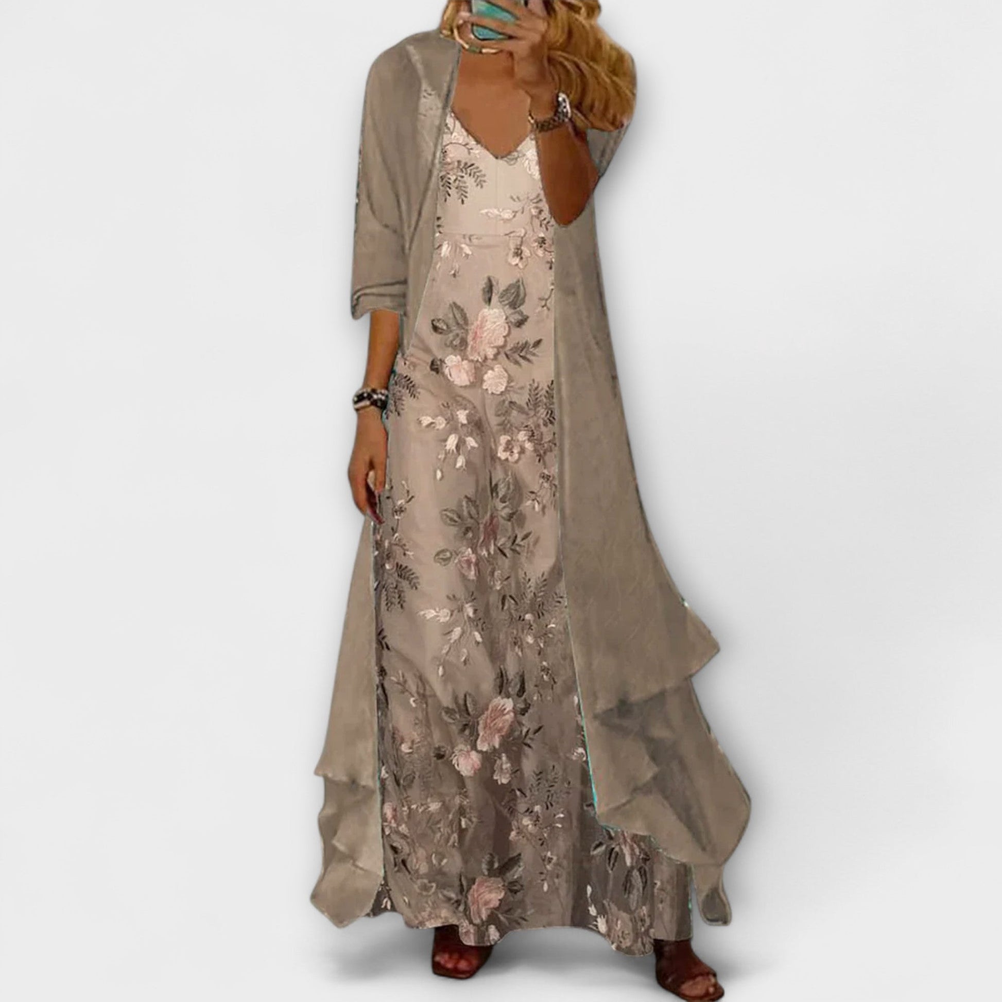Beautiful Long 2 Piece Evening Dress Set - Olytrend
