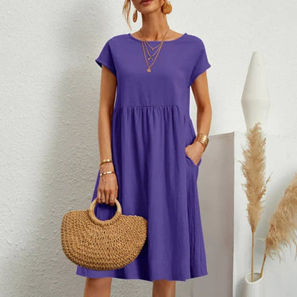 Women's Hannah Cotton Dress, Round Neck