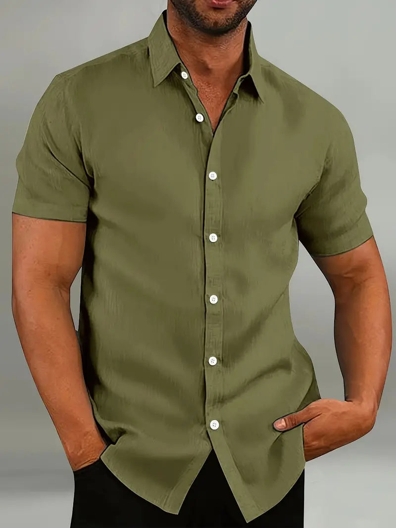 Brian Men's Casual Short-Sleeve Button-Down Shirt