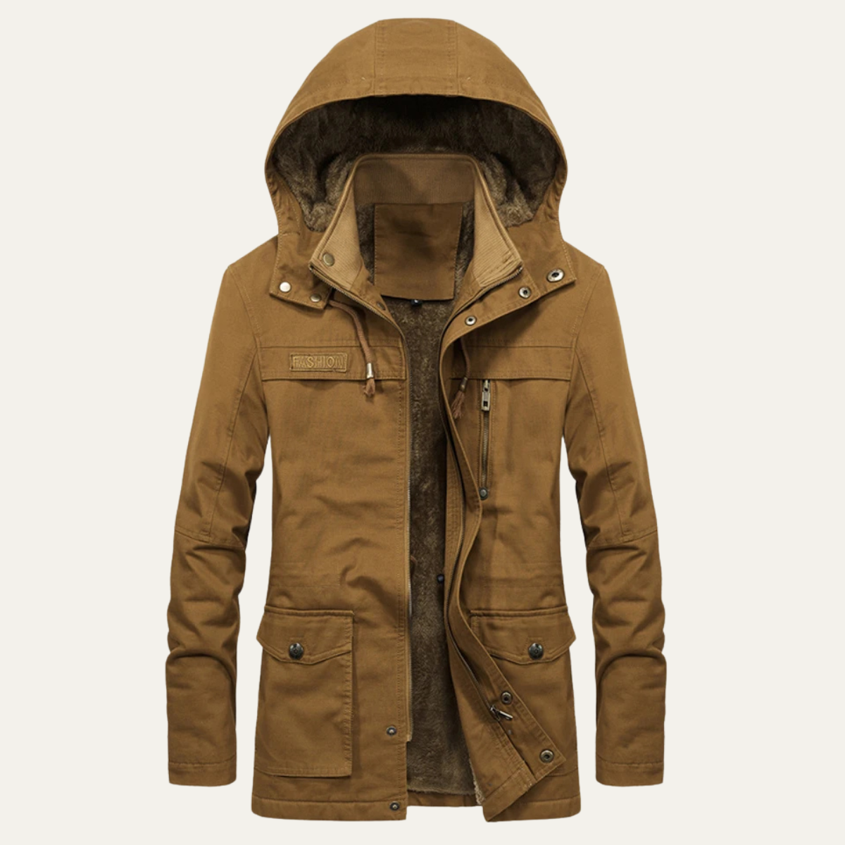 Warm Men's Insulated Parka Jacket with Multiple Pockets