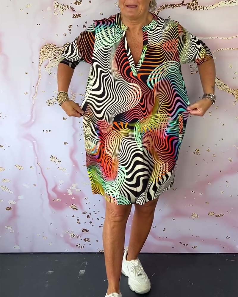 Vibrant Women's V-Neck Summer Dress