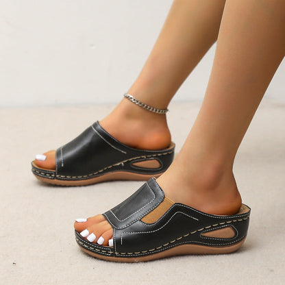 Women's Comfort Slip-On Sandals with Open Toe – Comfortable Casual Shoes for Everyday and Travel
