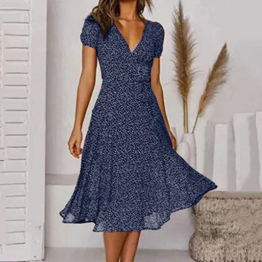 A-line dress with V-neck and flared hem