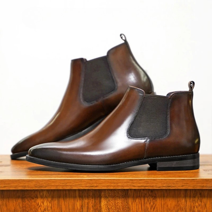 Authentic Men's Genuine Leather Chelsea Ankle Boots