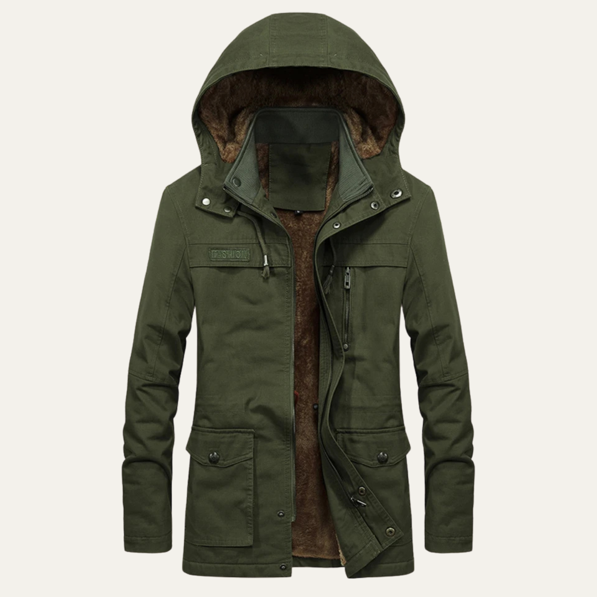 Warm Men's Insulated Parka Jacket with Multiple Pockets