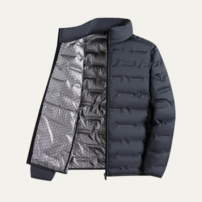 Warm Men's Insulated Ski Jacket with Thermal Lining - Gray
