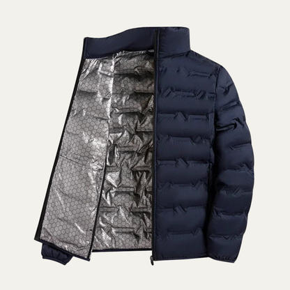 Warm Men's Insulated Ski Jacket - Navy Blue Down Coat