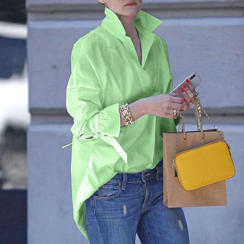 Amy – Casual solid color women's blouses for spring and autumn