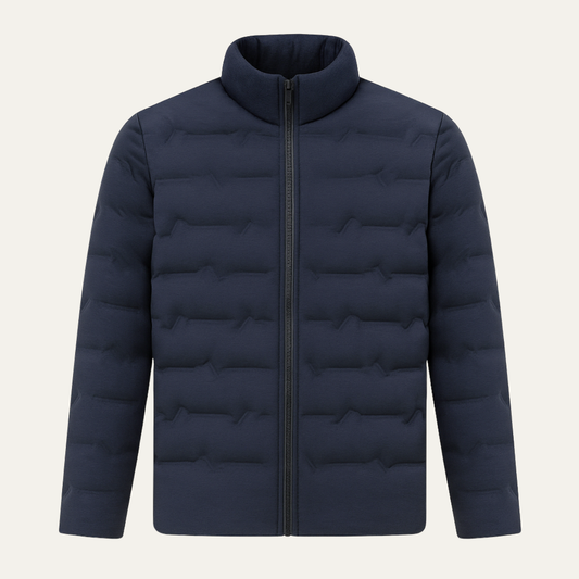 Warm Men's Insulated Ski Jacket - Navy Blue Down Coat - Nocini