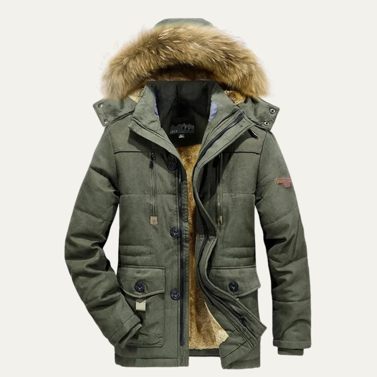 Warm Men's Fur Hooded Parka Coat