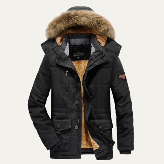 Warm Men's Fur Hooded Parka Coat - Nocini
