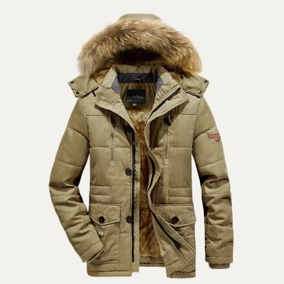 Warm Men's Fur Hooded Parka Coat