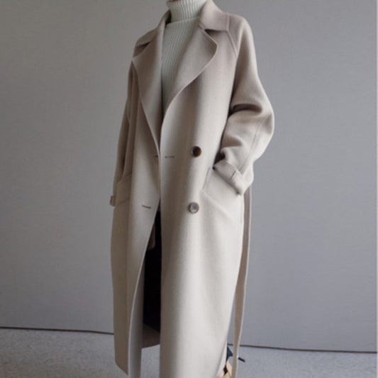 Yuna | Long Coat with Notched Lapel — Modernity & Urban Elegance