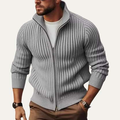 Warm Men's Cable Knit Zipper Cardigan Sweater