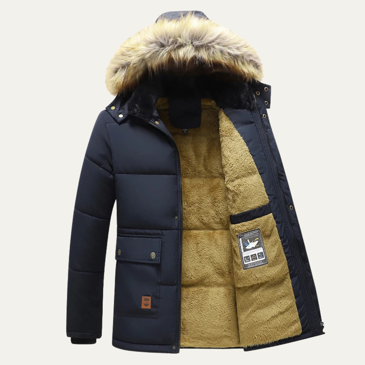 Waterproof Men's Fleece Hooded Winter Coat