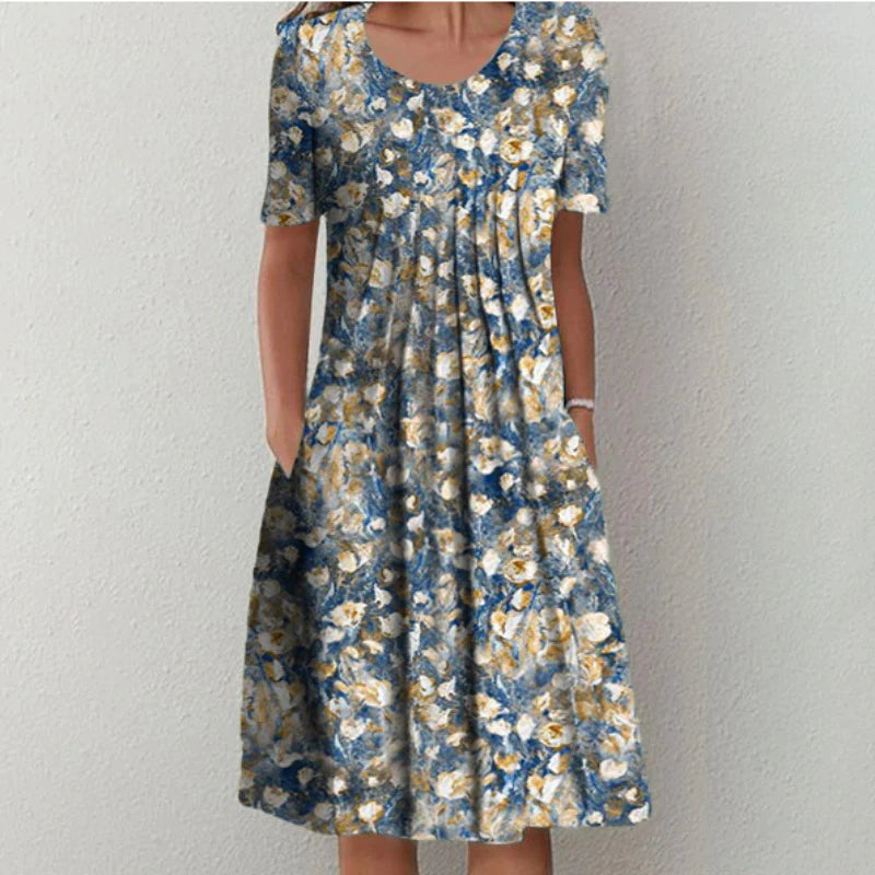 Chic Floral Summer Dress with Pocket Detail