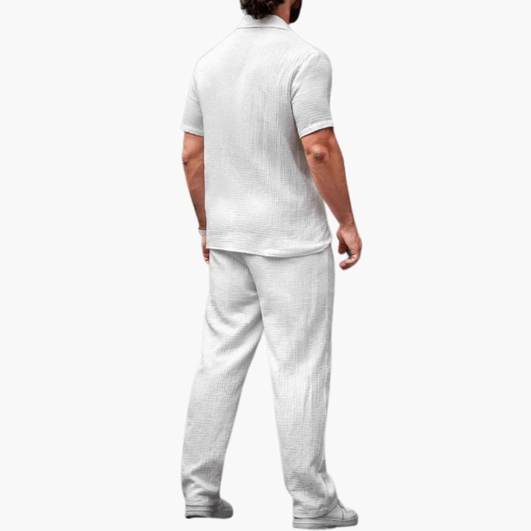 Casual Mens 2 Piece Short Sleeve Shirt Set