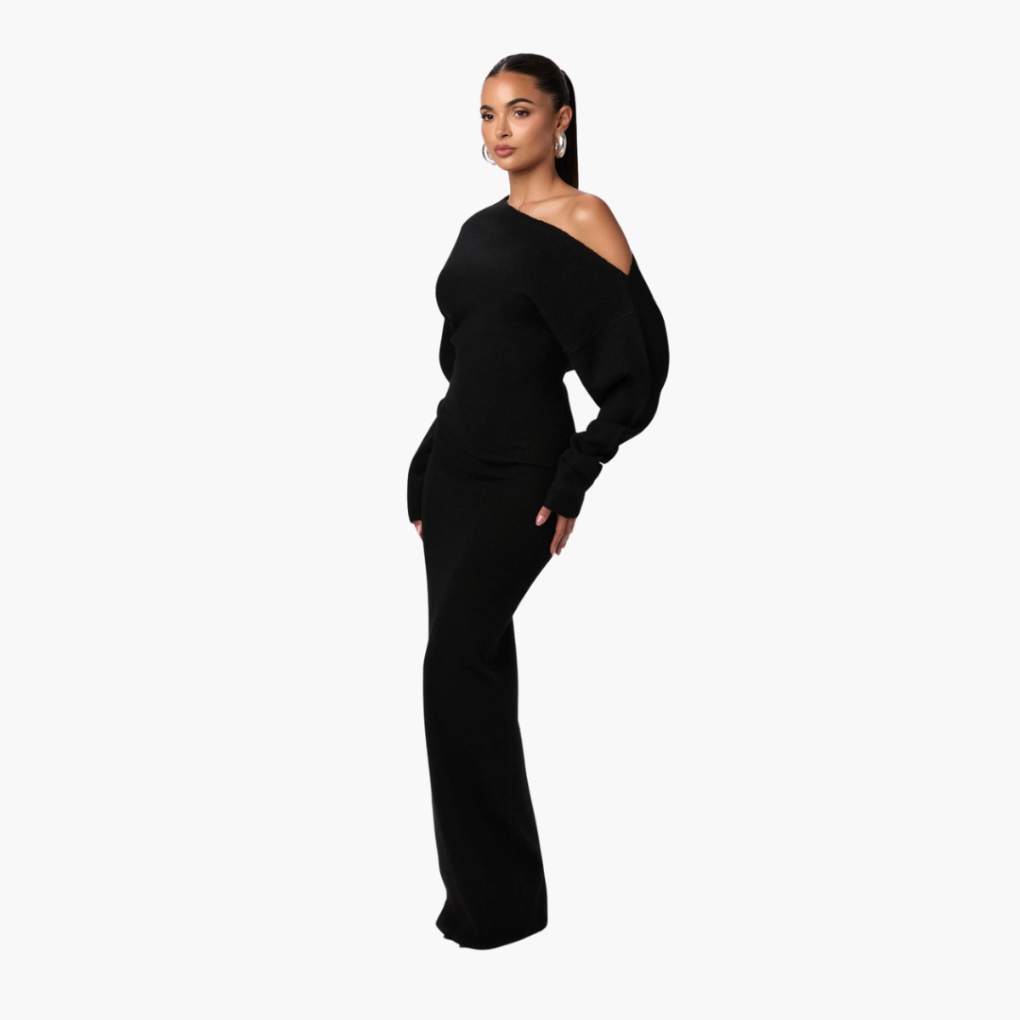 Chic Cold Shoulder Winter Dress for Ladies