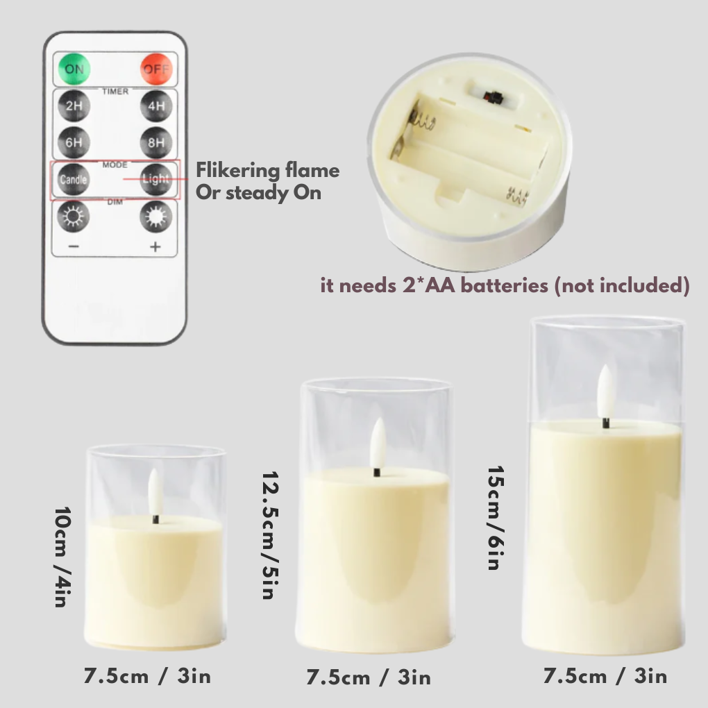 Warm White Flameless Candle 3-Pack - Olytrend