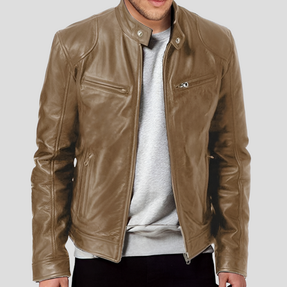 Vintage Style Mens Biker Leather Jacket