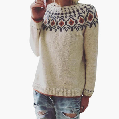 Women's Geometric Crew Neck Sweater