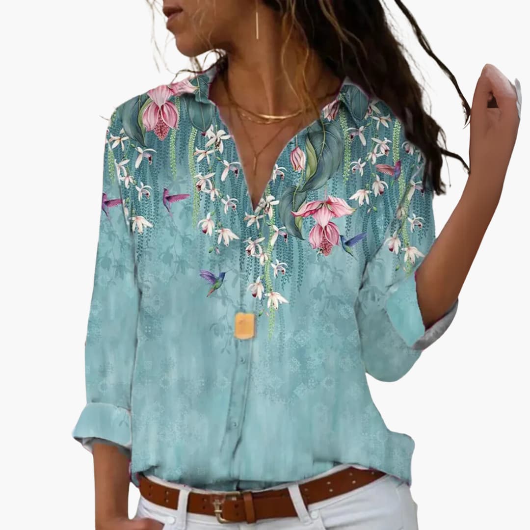 Vibrant Floral Women's Casual Blouse