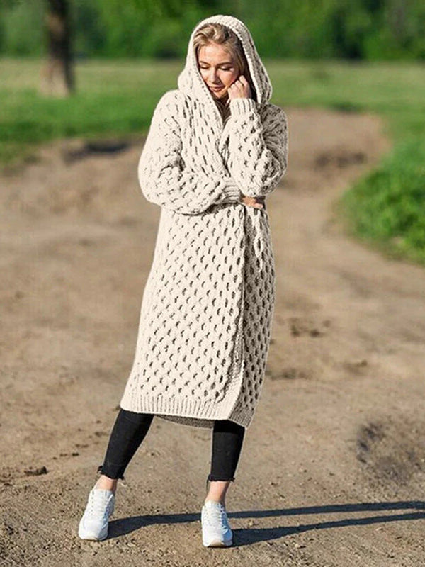 Warm winter hooded cardigan Boho, knitted sweater