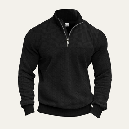 Warm Men's Cable Knit Half Zip Sweater