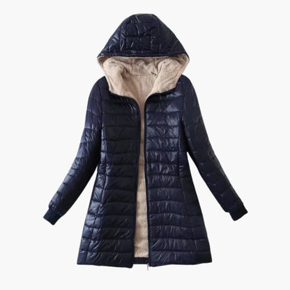 Warm Women's Parka Coat with Zip and Hood