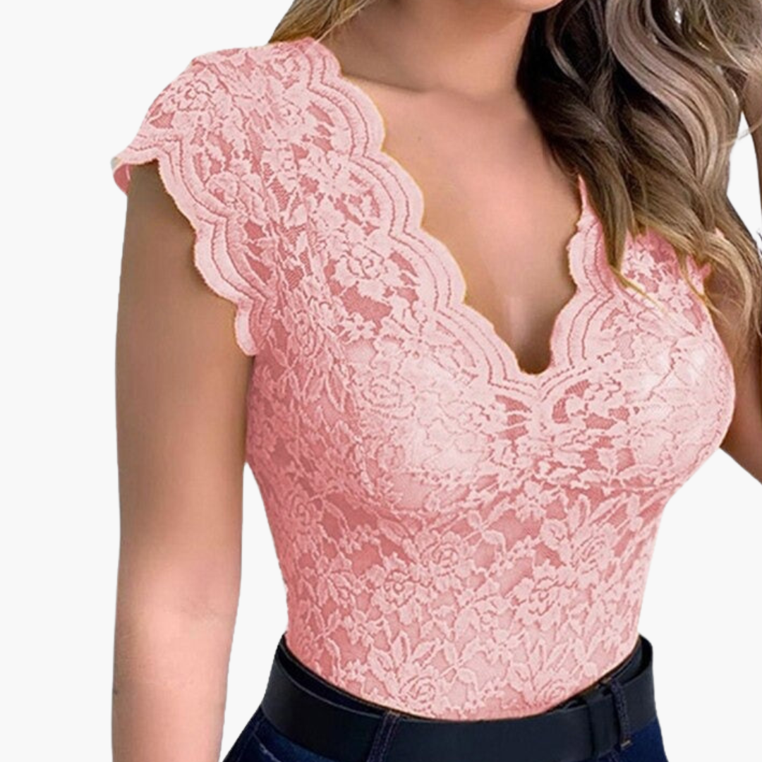 Women's Elegant Floral Lace Bodysuit Top