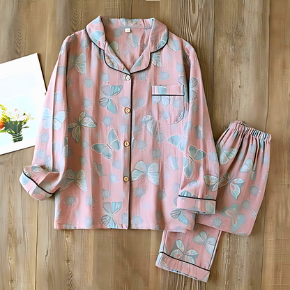 Women's pajamas with butterfly motif | With buttons